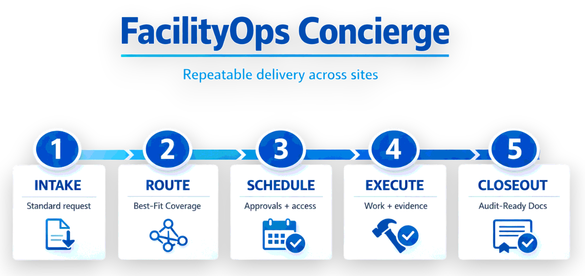 FacilityOps Concierge workflow illustration